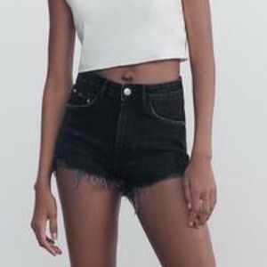 Zara Black High Rise Denim Shorts